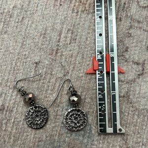 Dangle earrings with Smokey crystal bead